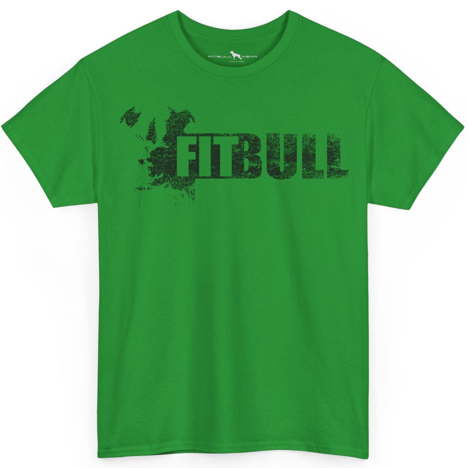 Green Fitbull fitness t-shirt with motivational design on the chest.
