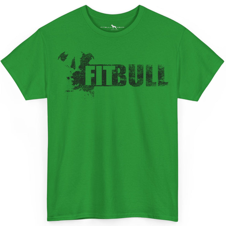 Green Fitbull fitness t-shirt with motivational design on the chest.