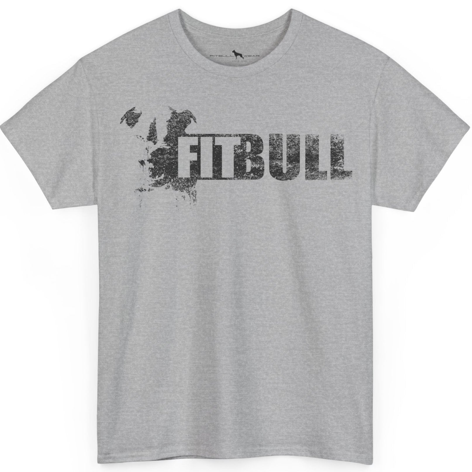 Grey Fitbull fitness t-shirt with motivational design on the chest.