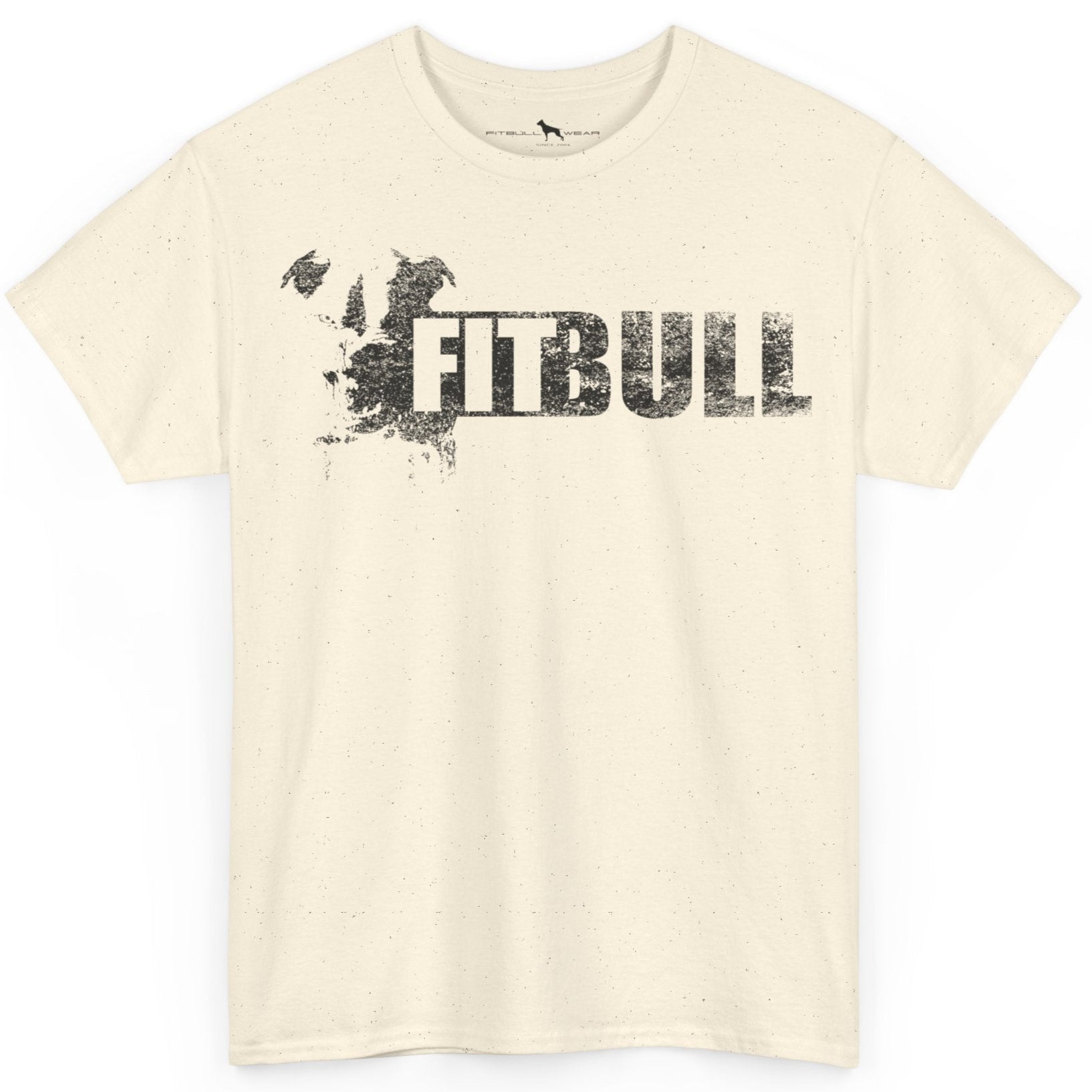 Natural Fitbull fitness t-shirt with motivational design on the chest.