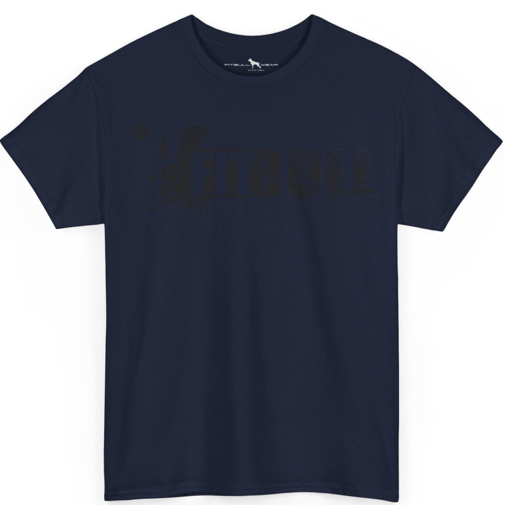 Navy blue Fitbull fitness t-shirt with motivational design on the chest.