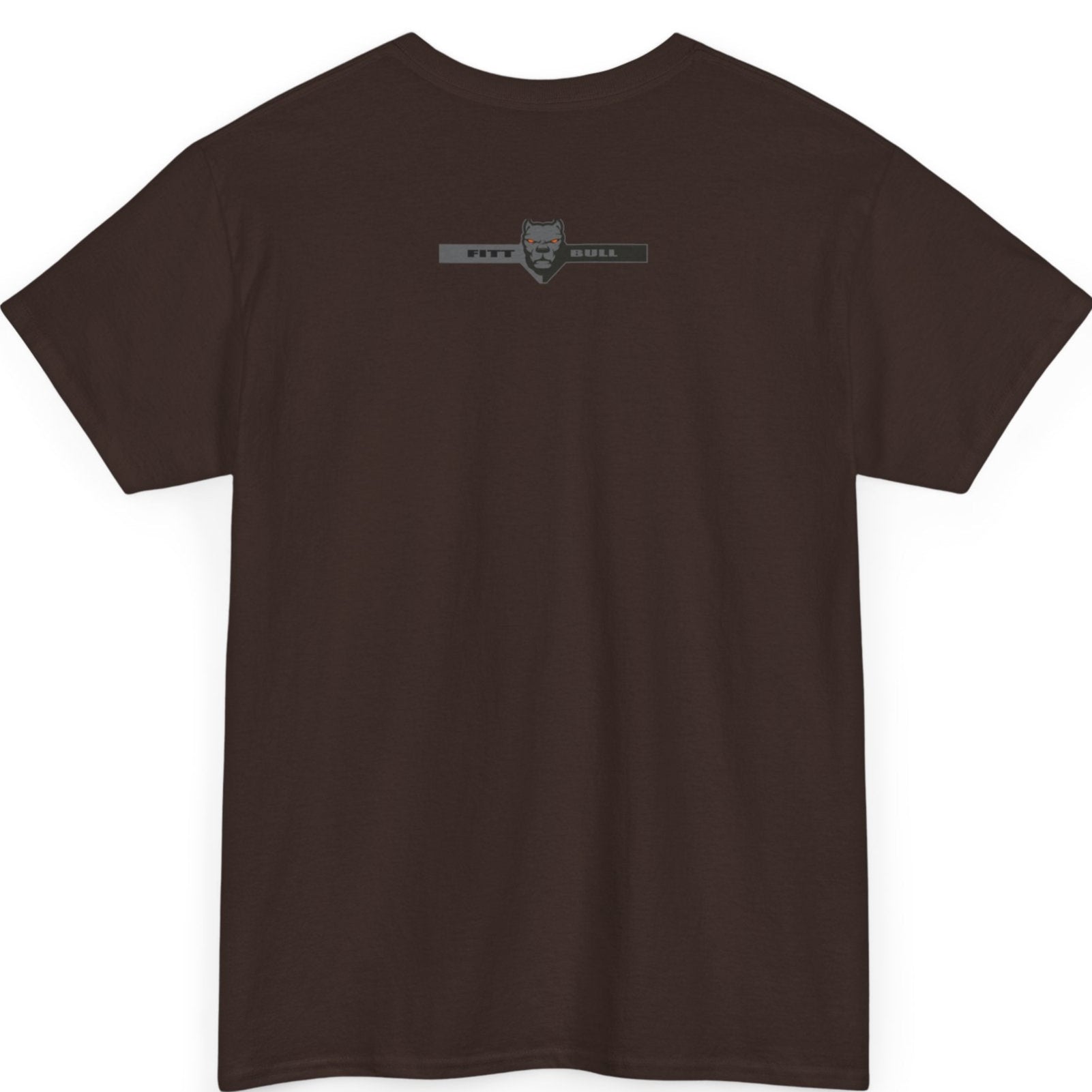 Brown Fitbull t-shirt with a logo on the chest against a white background