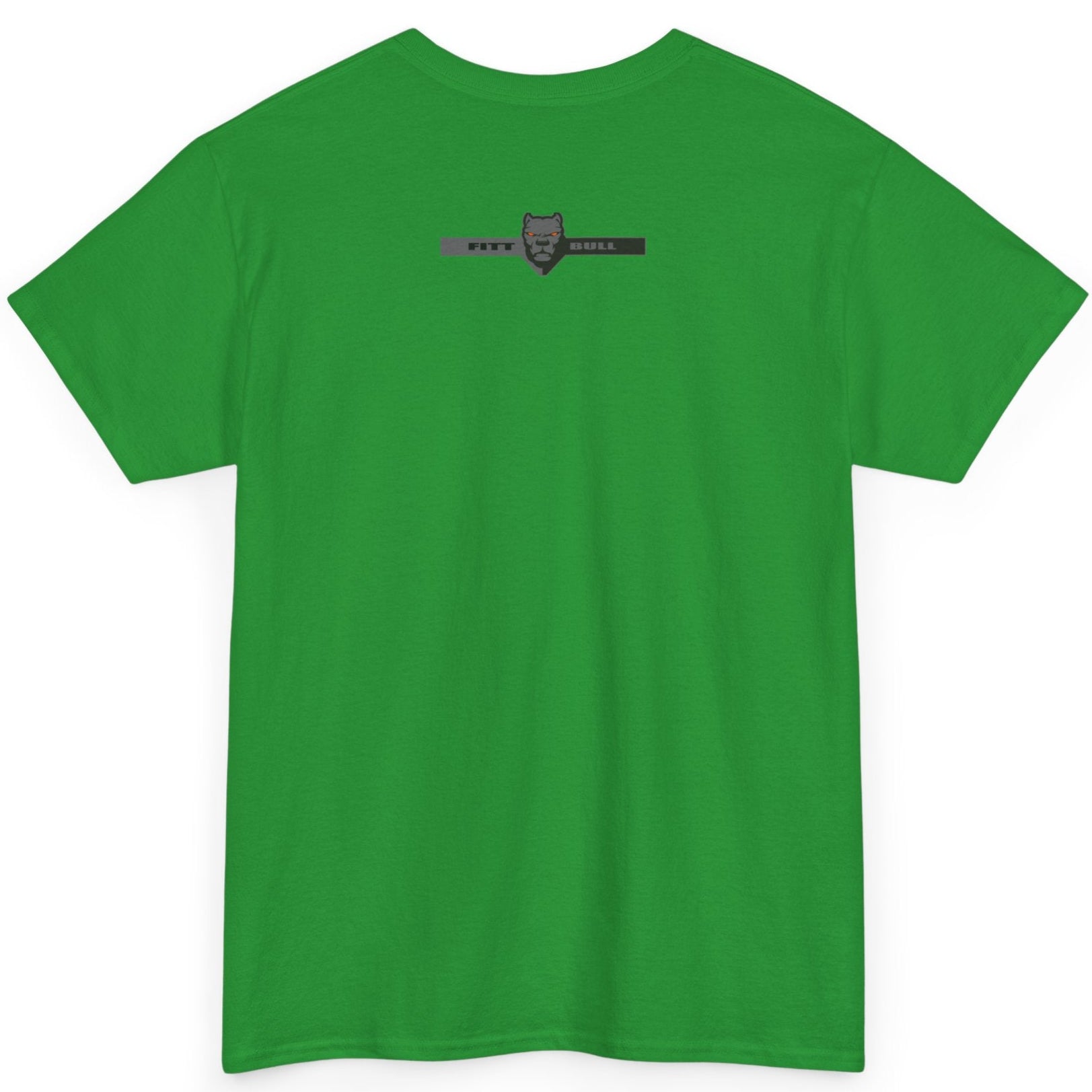 Fitbull Green t-shirt with a logo on the back against a white background