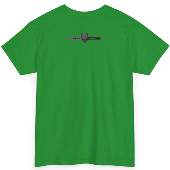 Fitbull Green t-shirt with a logo on the back against a white background