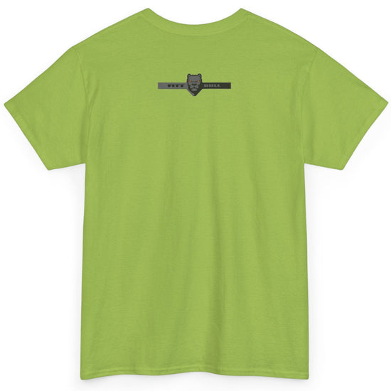 Fitbull Kiwi Green t-shirt with a logo on the back against a white background