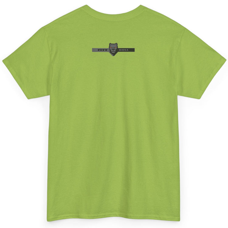 Fitbull Kiwi Green t-shirt with a logo on the back against a white background