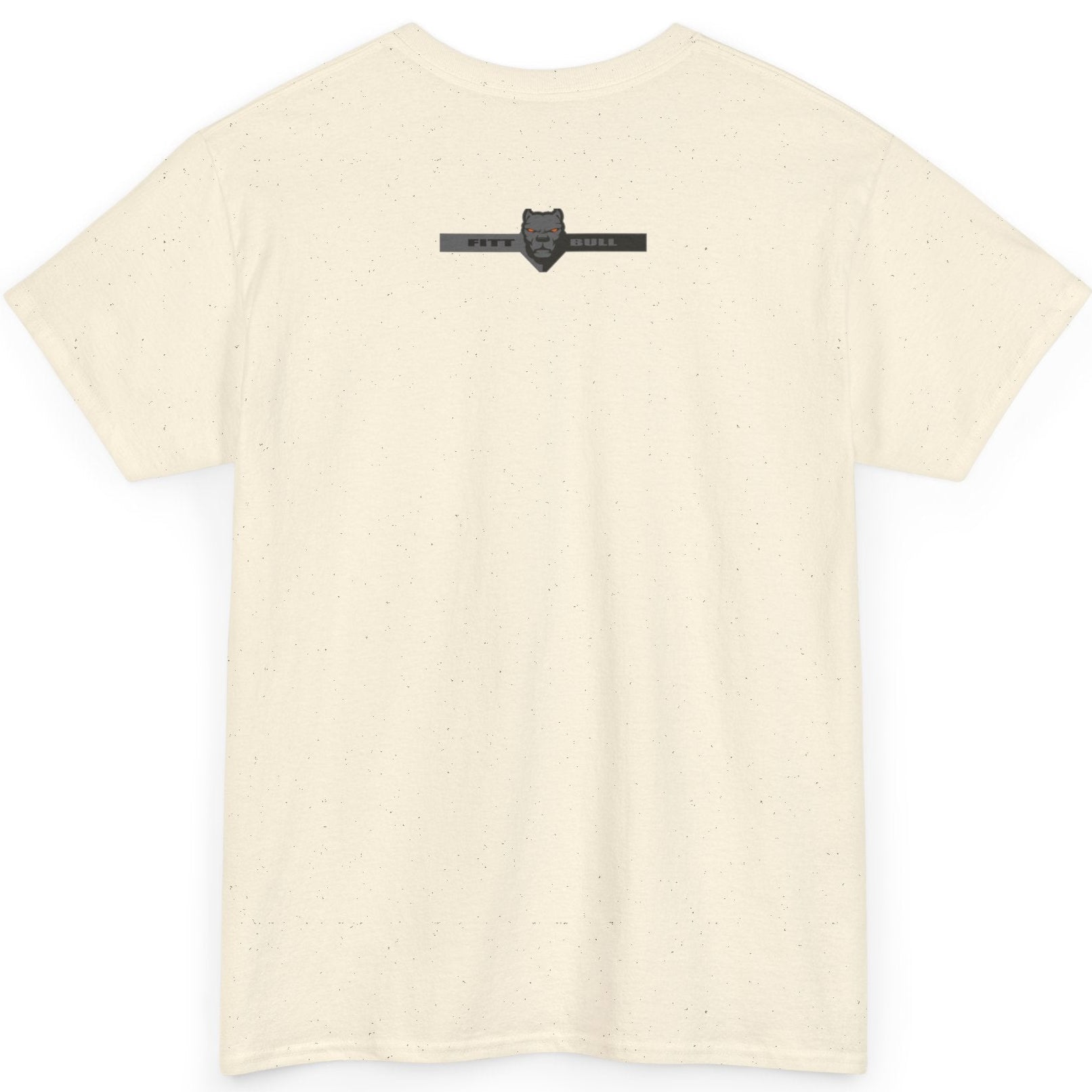 Natura Fitbull t-shirt with a black logo on the back against a white background