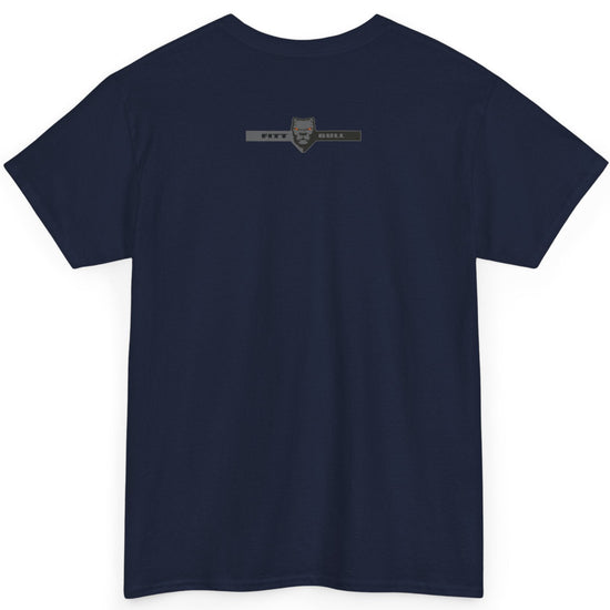 Fitbull Navy blue t-shirt with a logo on the back against a white background