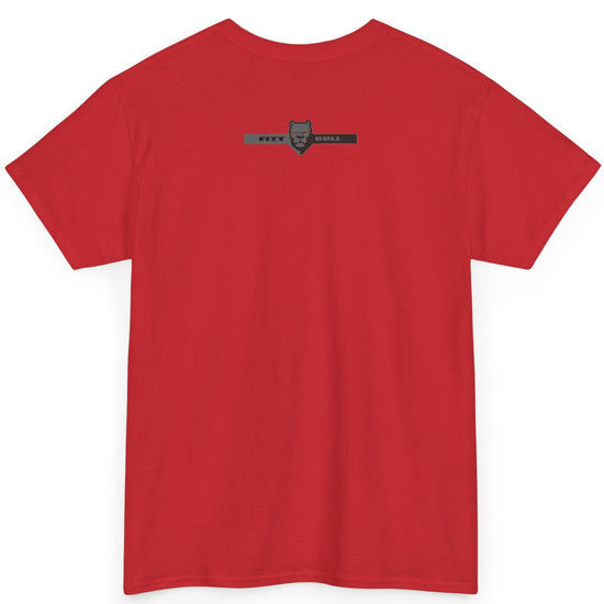 Fitbull Red t-shirt with a logo on the back against a white background