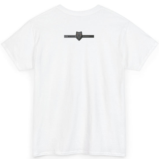 White Fitbull t-shirt with a small logo on the bac against a white background