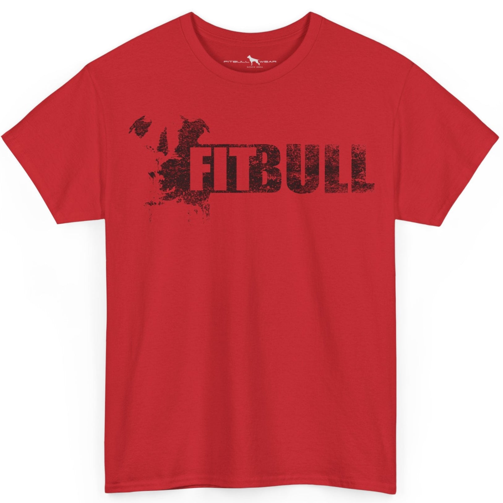 Red Fitbull fitness t-shirt with motivational design on the chest.