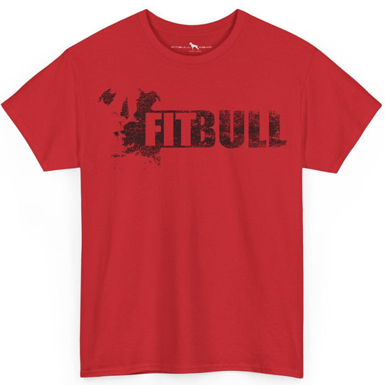 Red Fitbull fitness t-shirt with motivational design on the chest.