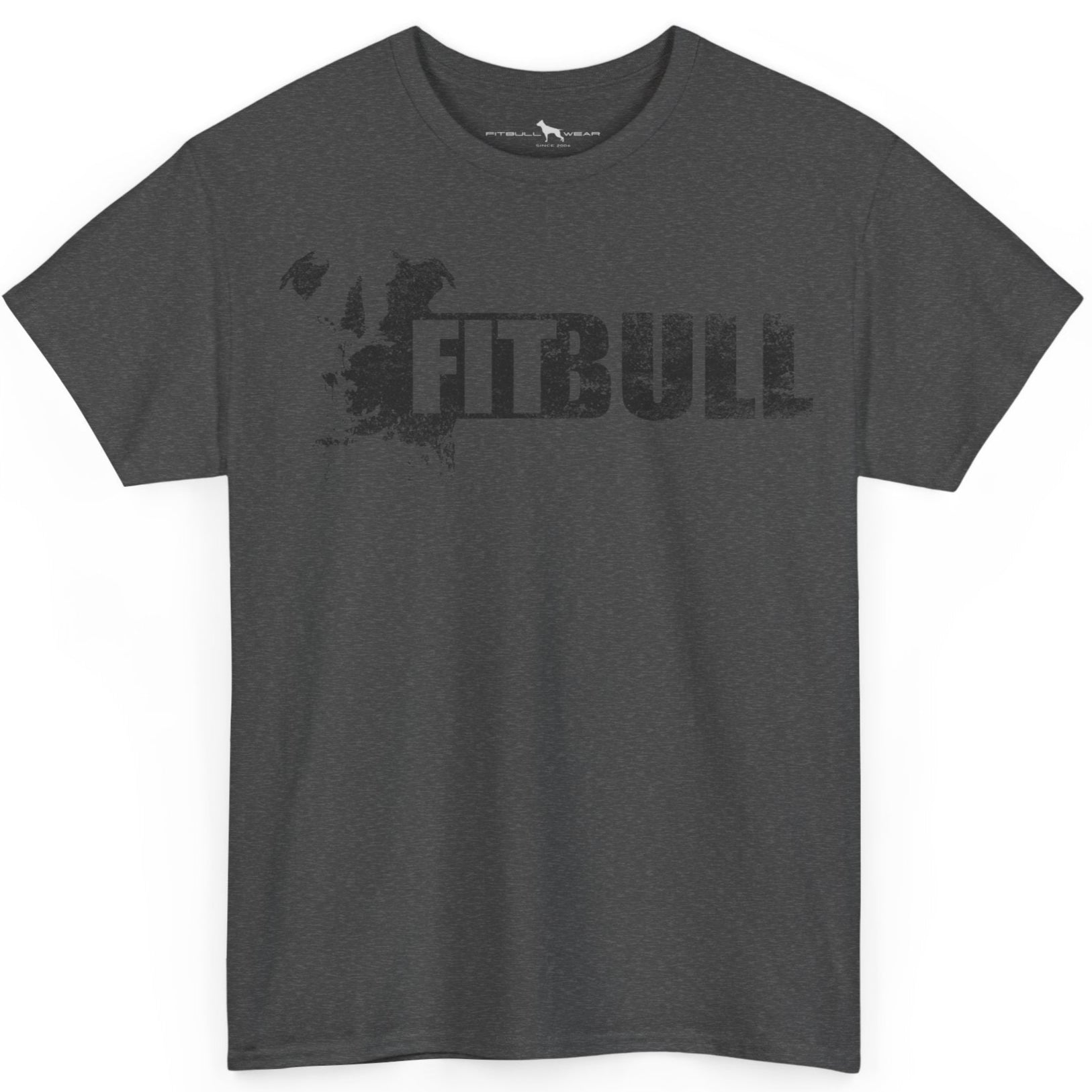 Sport grey Fitbull fitness t-shirt with motivational design on the chest.
