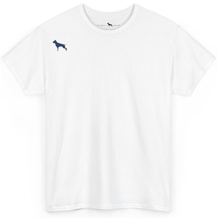 White Fitbull t-shirt with a small black logo on the front. Fitness and Bodybuilding motivating.