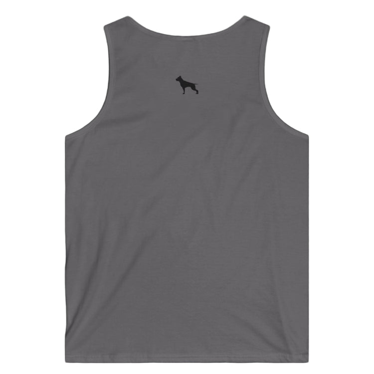 a sport grey Fitbull sports tank top branded with the Fitbull Fit Wear logo back view