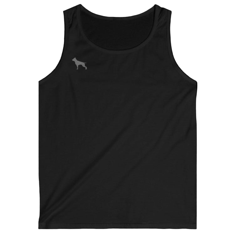 a black Fitbull sports tank top branded with the Fitbull Fit Wear logo