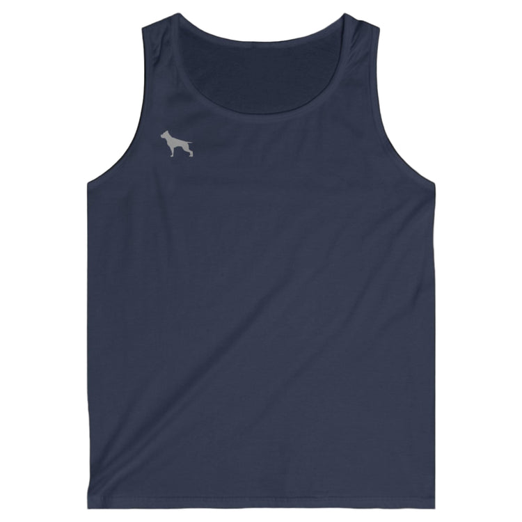 a blue Fitbull sports tank top branded with the Fitbull Fit Wear logo