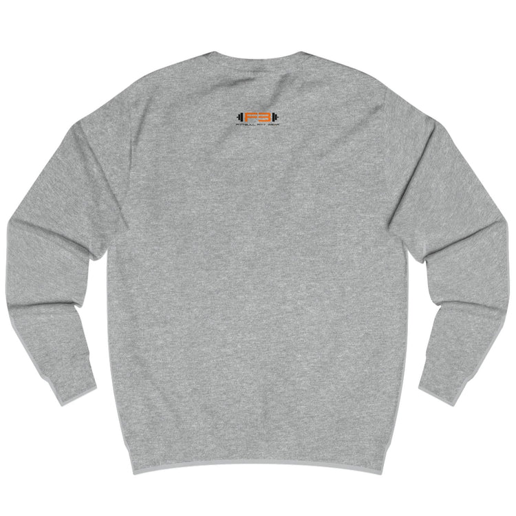 grey Sports hoodie for fitness and bodybuilding from the Fitbull brand, branded with a motivating motif, back view.