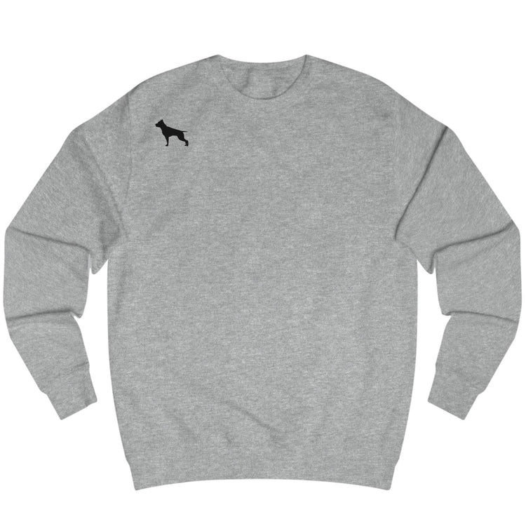 Grey, sporty hoodie for fitness and crossfit by the Fitbull brand, branded with a logo, Front view.