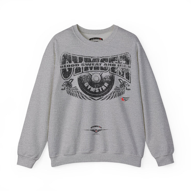 A heather gray crewneck sweatshirt featuring a leopard print graphic on the front with the text 'MAHJ' and a matching leopard print bow underneath.