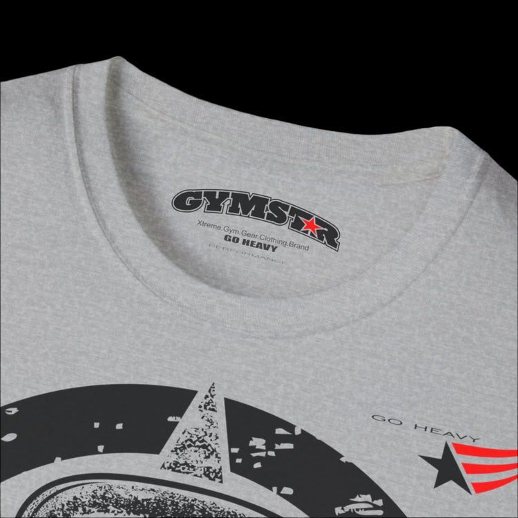 A light grey Gymstar T-shirt, branded with the company logo and a motivational print, Get More Power.