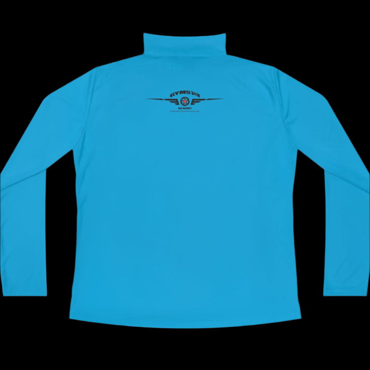 A carolina half-zip sweatshirt with logo printed on the back.