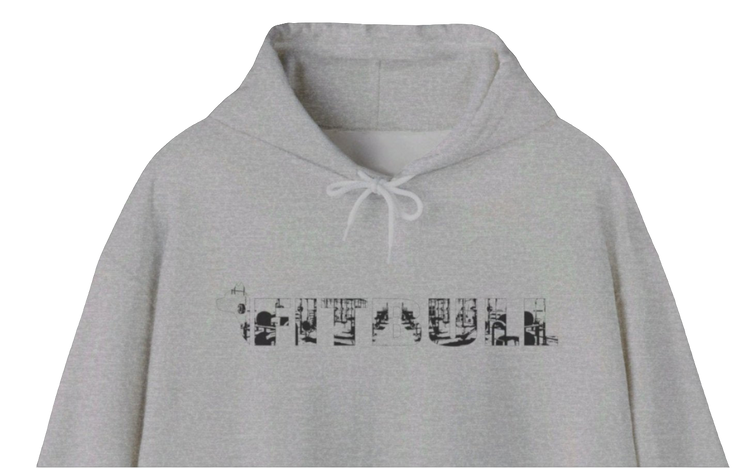 a grey, sporty hoodie for bodybuilding and fitness training of the brand Fitbull, branded with the company logo front view