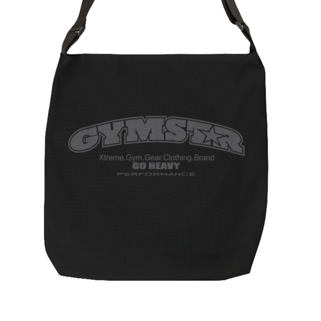 a black sports bag gymstar brandet with Berst Bodies design and gymsar logo back view