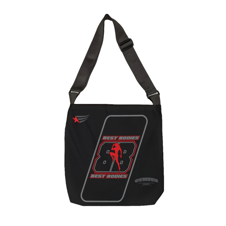 a black sports bag gymstar brandet with Berst Bodies design and gymsar logo view