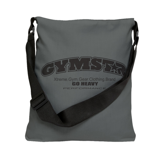 a grey sports bag gymstar brandet with Berst Bodies design and gymsar logo  ack view