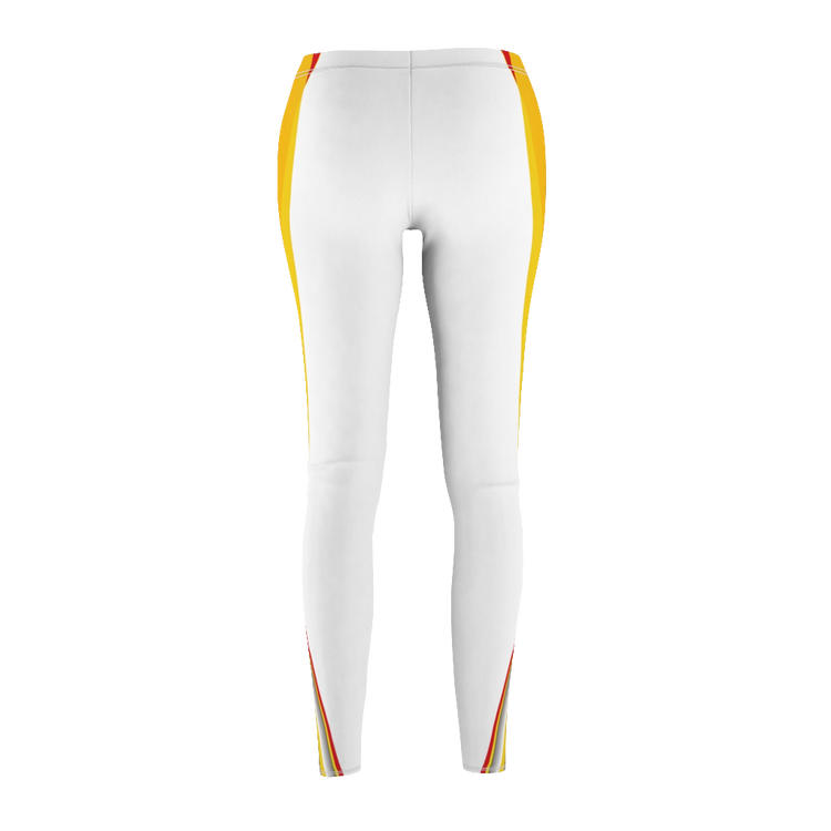 Gymstar Xtreme Women’s Cut & Sew Leggings White with Yellow Stripe | Yoga, Fitness & Casual Wear