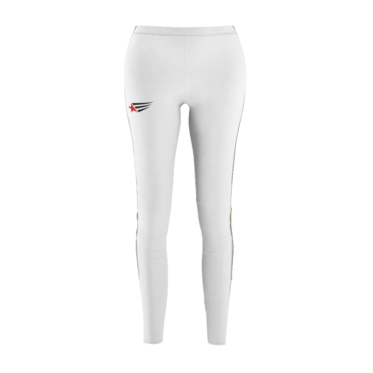 Gymstar Xtreme Women’s Cut & Sew Leggings White with Yellow Stripe | Yoga, Fitness & Casual Wear