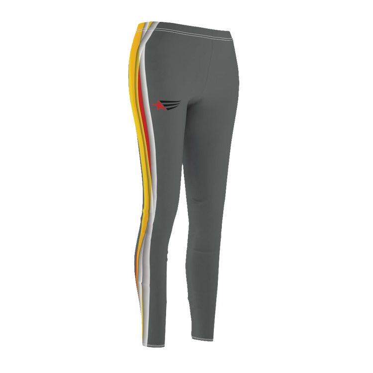 Women’s Cut & Sew Leggings Gray with Yellow Stripe | Yoga, Fitness & Casual Wear