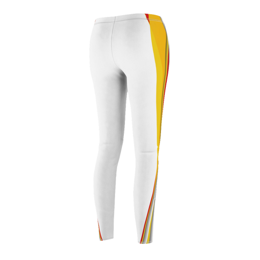 Gymstar Xtreme Women’s Cut & Sew Leggings White with Yellow Stripe | Yoga, Fitness & Casual Wear