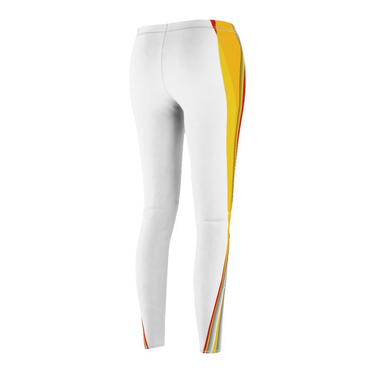 Gymstar Xtreme Women’s Cut & Sew Leggings White with Yellow Stripe | Yoga, Fitness & Casual Wear