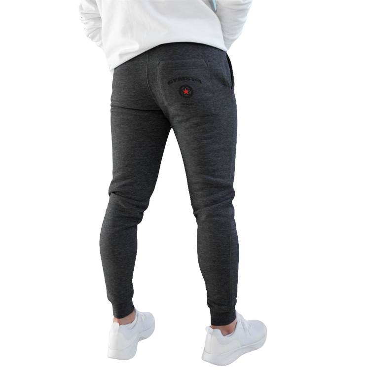 Grey Sports Joggers Gymstar bac side view with logo.