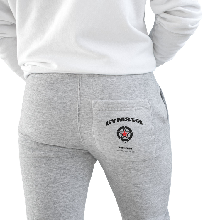 Silver grey Sports Joggers Gymstar bac side view with logo.