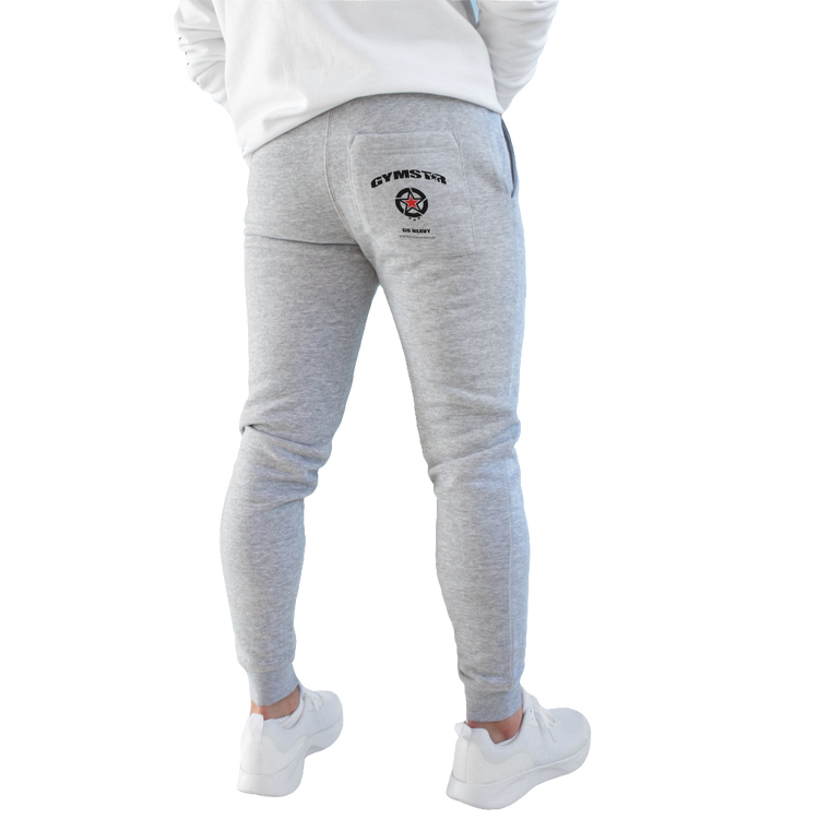 Silver grey Sports Joggers Gymstar bac side view with logo.
