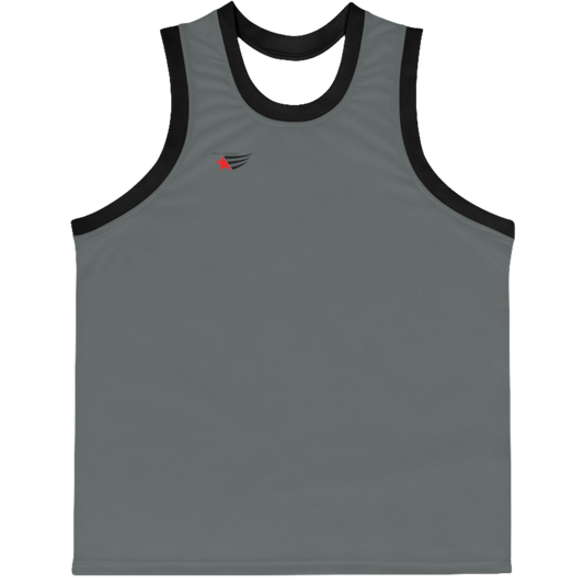 a grey-black Gymstar sports tank top branded with the Gymstar Fit logo