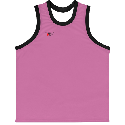 a purple Gymstar fitness and jogging tank top with black stripes on the neckline and sleeves. The tank top is branded with the brand's logo