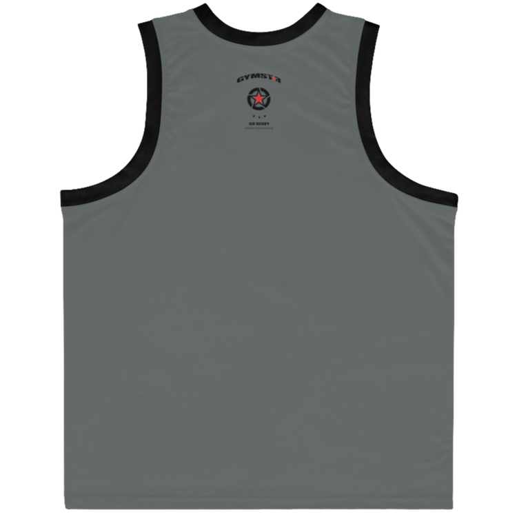 a Gymstar sports tank top branded with the Gymstar Fit logo and a motivating print, back view