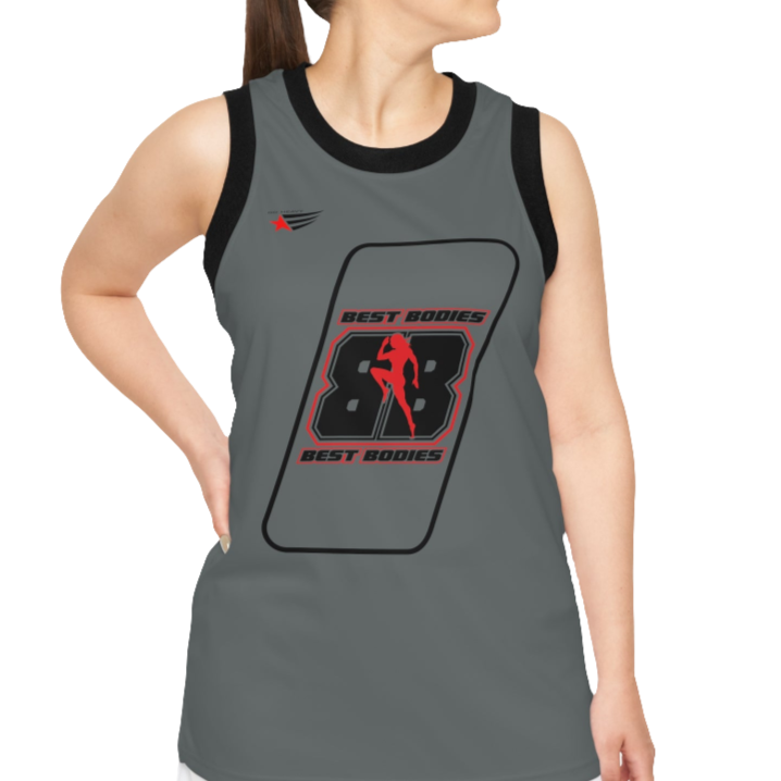 A woman with a fitness body is wearing a Gymstar sports tank top branded with the Gymstar Fit logo and a motivating print.