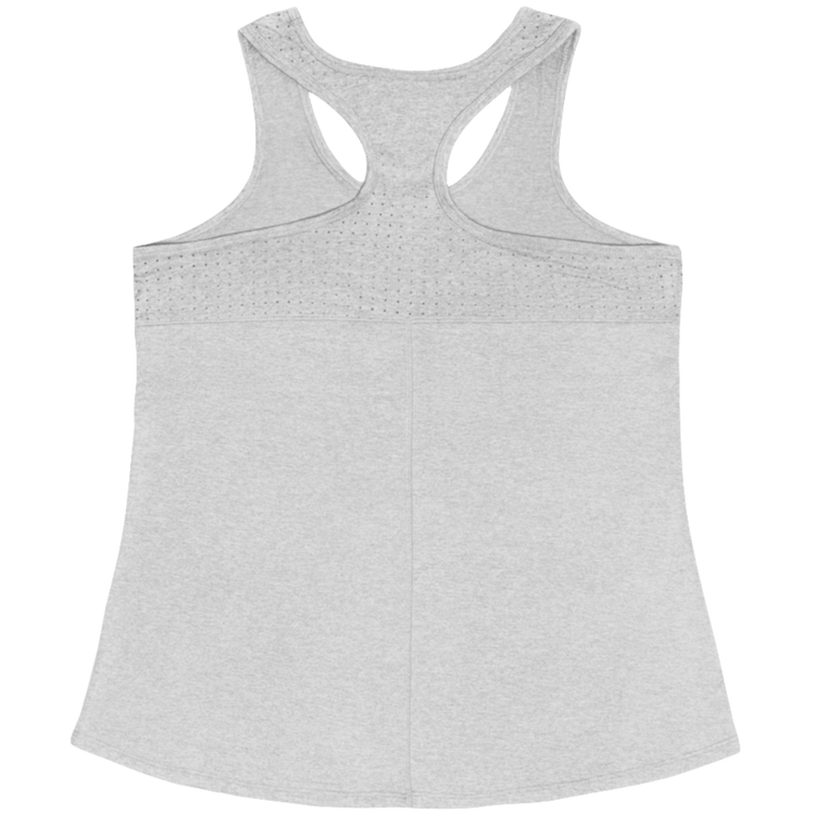 a silver Gymstar sports tank top branded with the Gymstar Fit logo back view