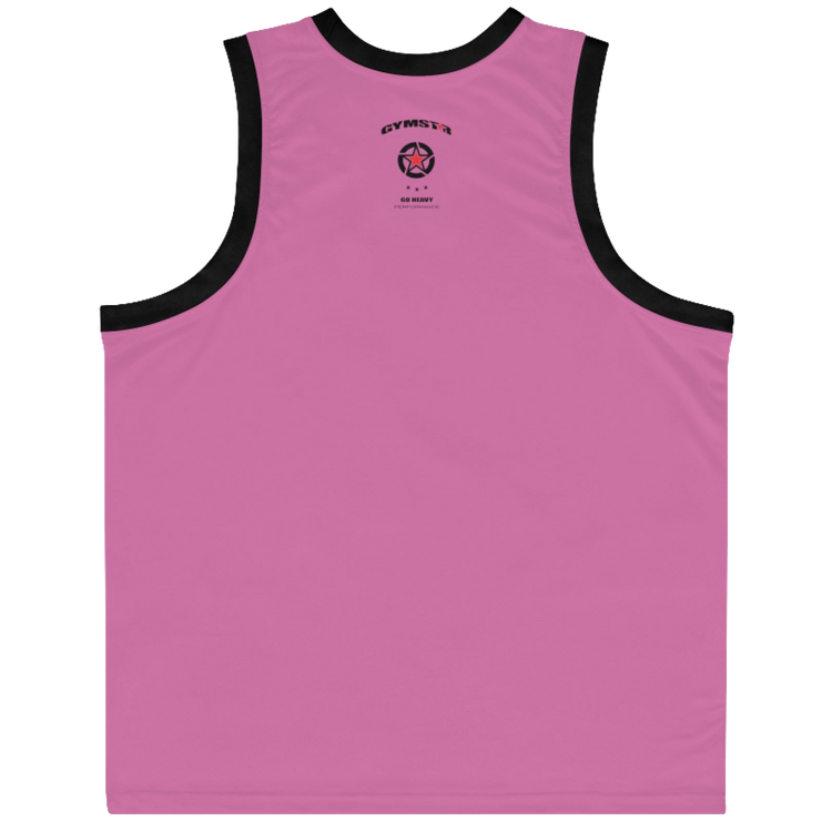 a purple-black Gymstar sports tank top branded with the Gymstar Fit logo back view