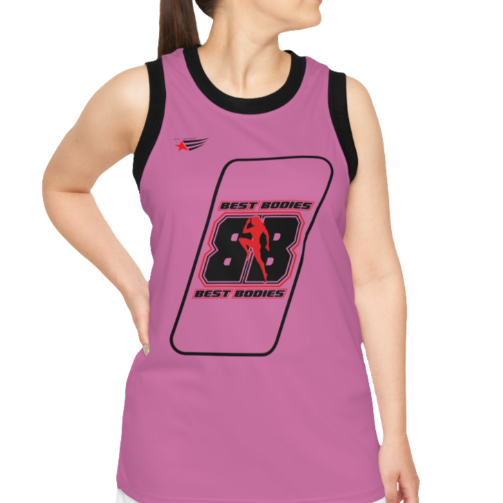 A woman with a fitness body is wearing a purple-black Gymstar sports tank top branded with the Gymstar Fit logo.