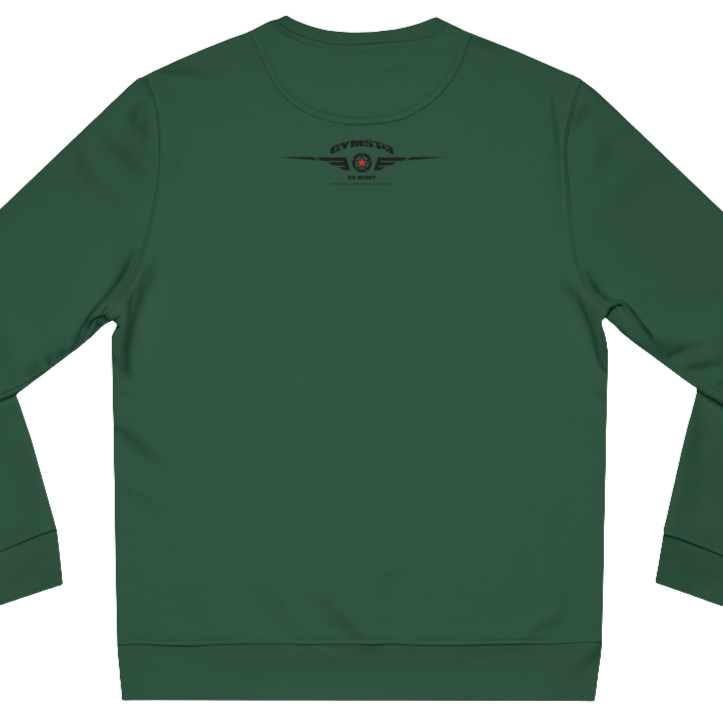 Green, sporty, fitness sweatshirt Gymstar, branded with the brand logo. Rear view.
