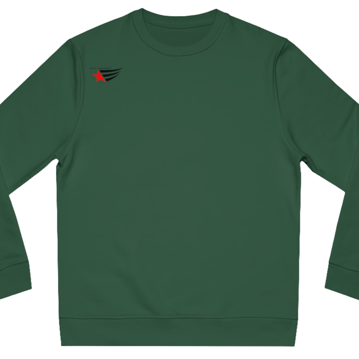 Green, sporty, fitness sweatshirt Gymstar, branded with the brand logo. Front view.