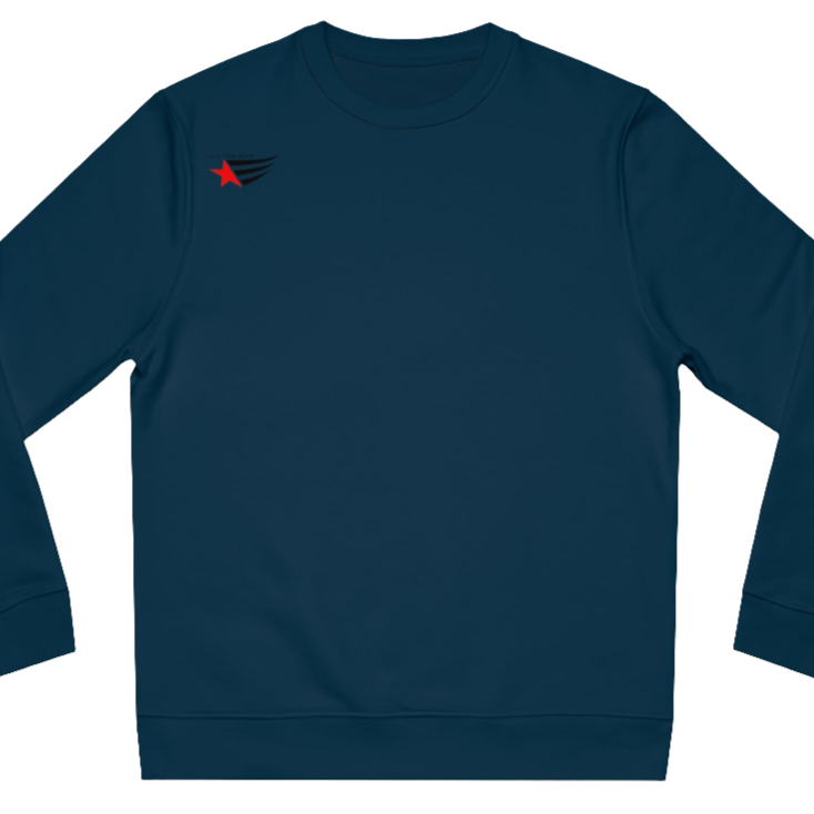 Blue, sporty, fitness sweatshirt Gymstar, branded with the brand logo. Front view.