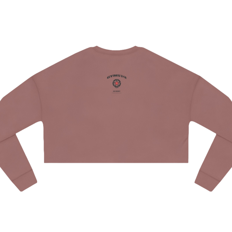 A cream colored short women's sweatshirt Gimstar, branded with the brand logo. Rear view.