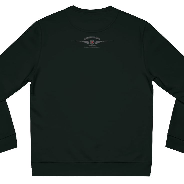 Military Green, sporty, fitness sweatshirt Gymstar, branded with the brand logo. Rear view.